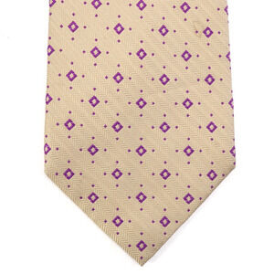 Fox Chave Historic Royal Palaces Tie Men 60 in Silk Cream Purple Diamond Dots